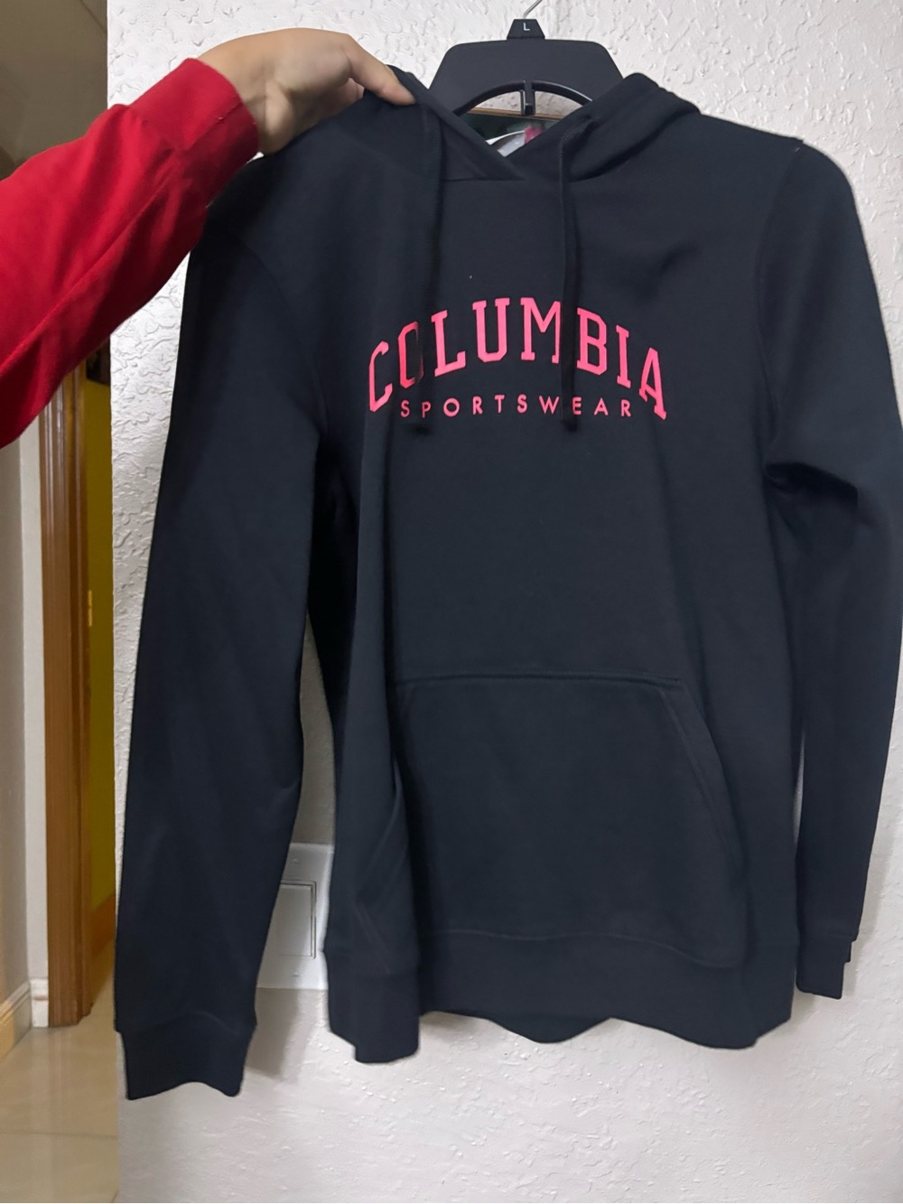 Columbia Black Hoodie with Pink Logo